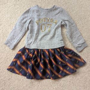 Mini Boden Gray and Navy Dress with Gold Detail